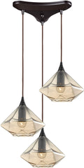 Geometrics 3 Light Pendant In Oil Rubbed Bronze