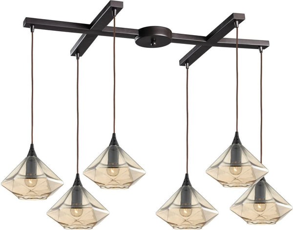 Geometrics 6 Light Pendant In Oil Rubbed Bronze
