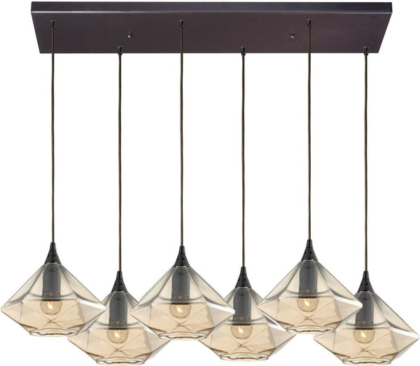 Geometrics 6 Light Pendant In Oil Rubbed Bronze