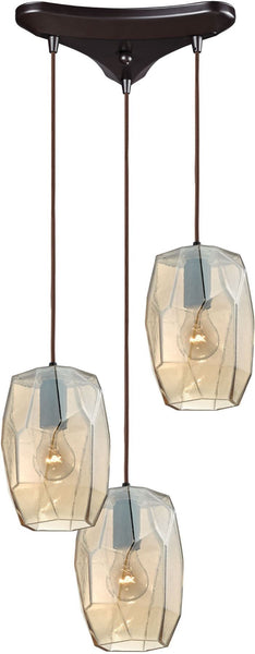 Geometrics 3 Light Pendant In Oil Rubbed Bronze