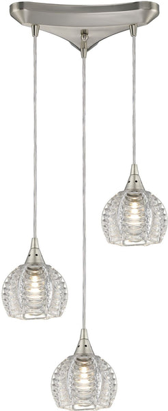 Kersey 3 Light Pendant In Satin Nickel
