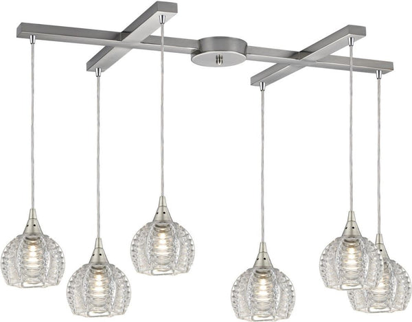 Kersey 6 Light Pendant In Satin Nickel