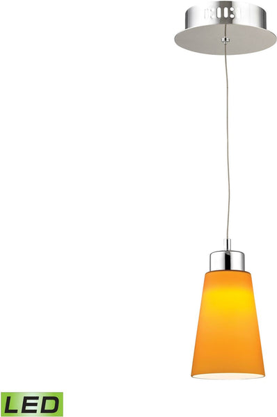 Coppa 1 Light Led Pendant In Chrome With Yellow Glass