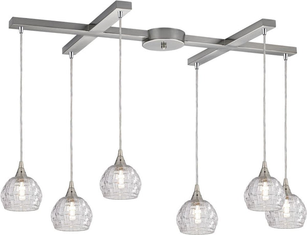 Kersey 6 Light Pendant In Satin Nickel