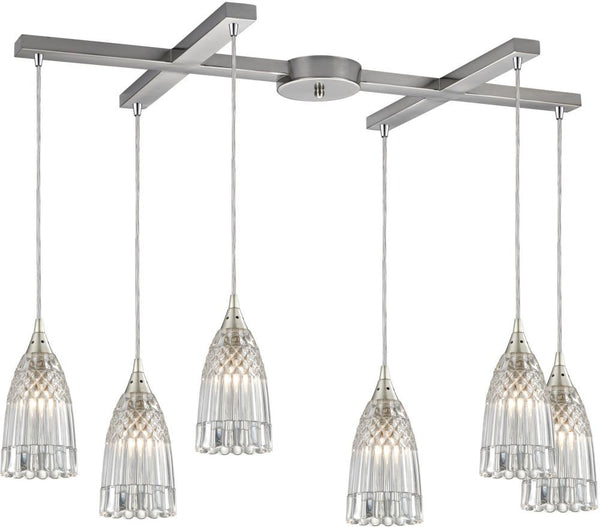 Kersey 6 Light Pendant In Satin Nickel