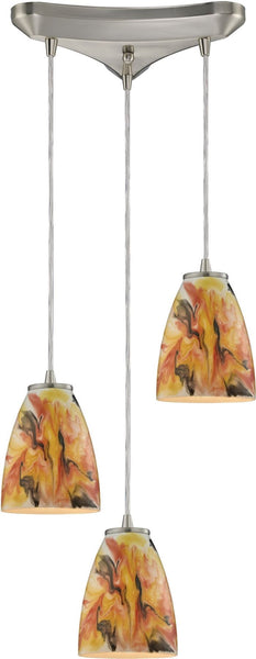 Abstractions 3 Light Pendant In Satin Nickel