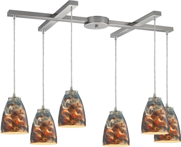 Abstractions 6 Light Pendant In Satin Nickel