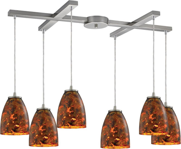 Abstractions 6 Light Pendant In Satin Nickel