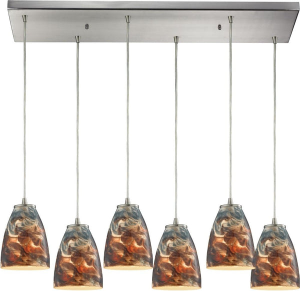 Abstractions 6 Light Pendant In Satin Nickel