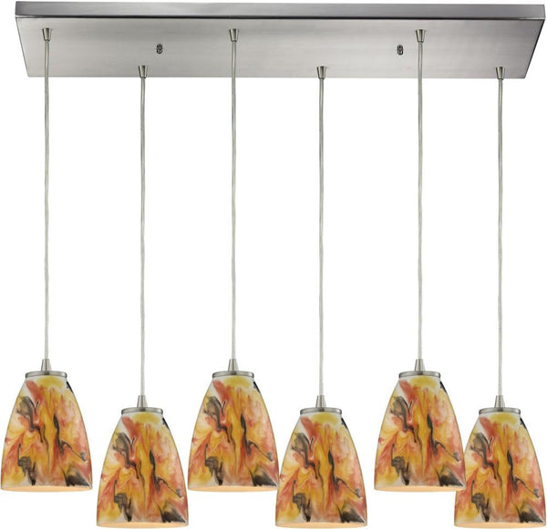 Abstractions 6 Light Pendant In Satin Nickel