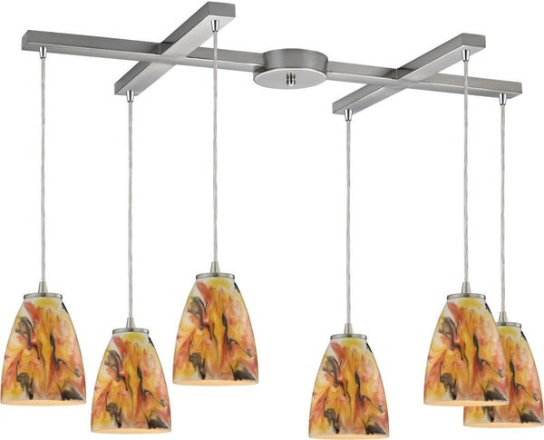 Abstractions 6 Light Pendant In Satin Nickel