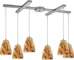Abstractions 6 Light Pendant In Satin Nickel