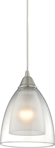 Layers 1 Light Pendant In Satin Nickel and Clear Glass