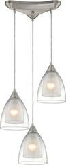 Layers 3 Light Pendant In Satin Nickel and Clear Glass
