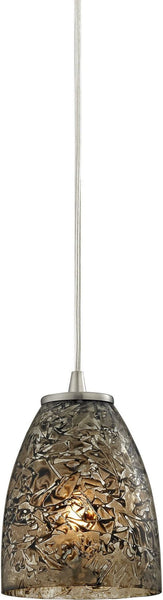Fissure 1 Light Pendant In Satin Nickel and Smoke Glass