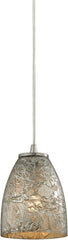 Fissure 1 Light Pendant In Satin Nickel and Silver Glass