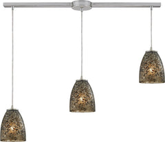 Fissure 3 Light Pendant In Satin Nickel and Smoke Glass