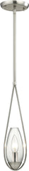 Teardrop 1 Light Pendant In Satin Nickel and Clear Glass