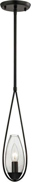 Teardrop 1 Light Pendant In Oil Rubbed Bronze and Clear Glass