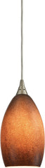 Earth 1 Light Pendant In Satin Nickel and Sand Glass