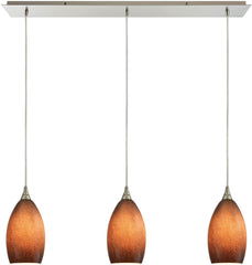 Earth 3 Light Pendant In Satin Nickel and Sand Glass