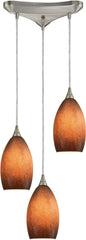Earth 3 Light Pendant In Satin Nickel and Sand Glass
