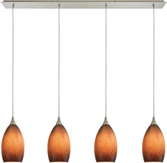 Earth 4 Light Pendant In Satin Nickel and Sand Glass