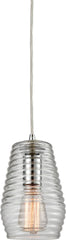 Ribbed Glass 1 Light Pendant In Polished Chrome