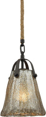 Hand Formed Glass 1 Light Pendant In Oil Rubbed Bronze