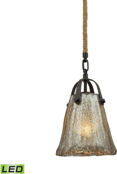 Hand Formed Glass 1 Light Led Pendant In Oil Rubbed Bronze