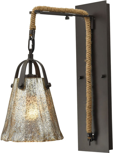 Hand Formed Glass 1 Light Wall Sconce In Oil Rubbed Bronze