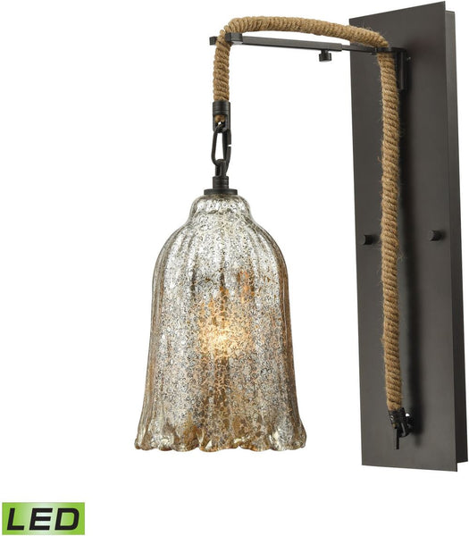 Hand Formed Glass 1 Light Led Wall Sconce In Oil Rubbed Bronze