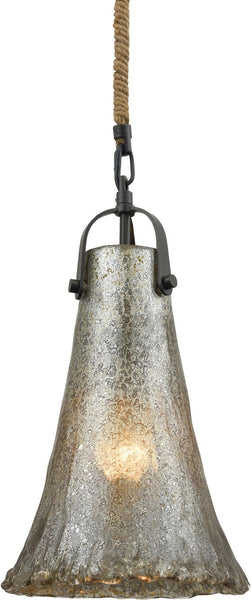 Hand Formed Glass 1 Light Pendant In Oil Rubbed Bronze