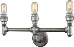 Cast Iron Pipe 3 Light Vanity In Weathered Zinc