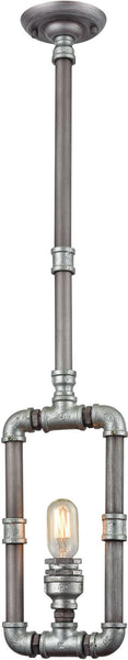 Cast Iron Pipe 1 Light Pendant In Weathered Zinc