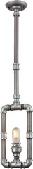 Cast Iron Pipe 1 Light Pendant In Weathered Zinc