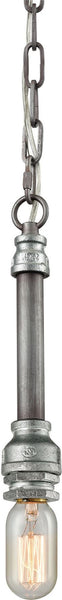 Cast Iron Pipe 1 Light Pendant In Weathered Zinc