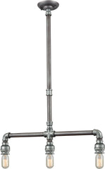 Cast Iron Pipe 3 Light Island In Weathered Zinc