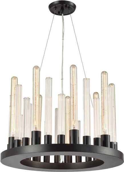 Glass Skyline 9 Light Chandelier In Oil Rubbed Bronze