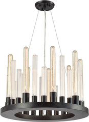 Glass Skyline 9 Light Chandelier In Oil Rubbed Bronze