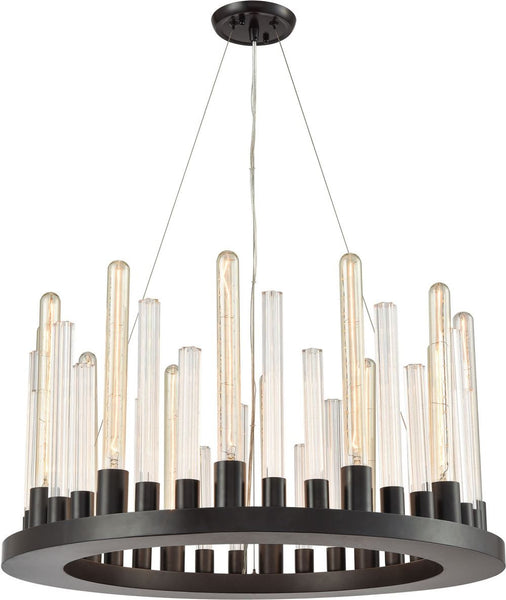 Glass Skyline 12 Light Chandelier In Oil Rubbed Bronze