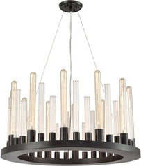 Glass Skyline 12 Light Chandelier In Oil Rubbed Bronze