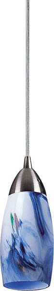 Milan 1 Light Led Pendant In Satin Nickel and Mountain Glass