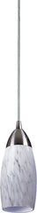Milan 1 Light Led Pendant In Satin Nickel and White Swirl Glass
