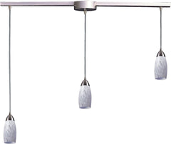 Milan 3 Light Pendant In Satin Nickel and Snow White Glass