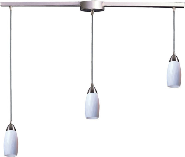 Milan 3 Light Pendant In Satin Nickel and Simply White Glass