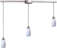 Milan 3 Light Pendant In Satin Nickel and Simply White Glass