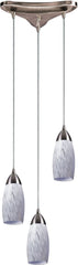 Milan 3 Light Pendant In Satin Nickel and Snow White Glass