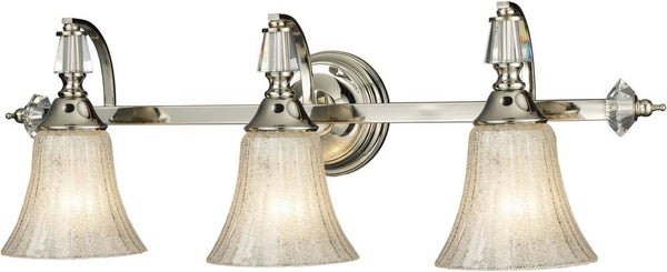 Lincoln Square 3 Light Vanity In Polished Nickel and Clear Crystalline Glass