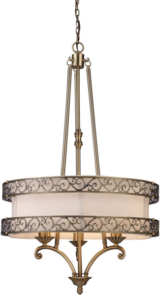 Abington 3 Light Pendelier In Antique Brass